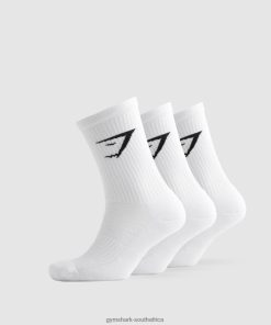 Gymshark Sale South Africa - Gymshark Crew Socks 3pk White Unisex 6464T41095