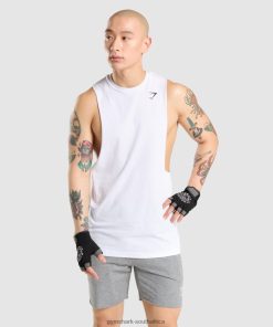 Gymshark Sale South Africa - Gymshark Critical Drop Arm Tank White Men 6464T4936