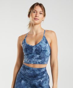 Gymshark Sale South Africa - Gymshark Elevate Longline Sports Bra Lakeside Blue Spray Dye Women 6464T4172