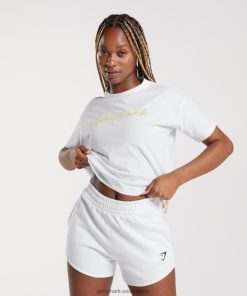 Gymshark Sale South Africa - Gymshark Embroidered Graphic Midi T-Shirt White Women 6464T4414