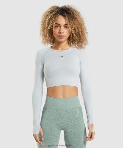 Gymshark Sale South Africa - Gymshark Flex Sports Long Sleeve Crop Top Light Grey Marl Women 6464T4479