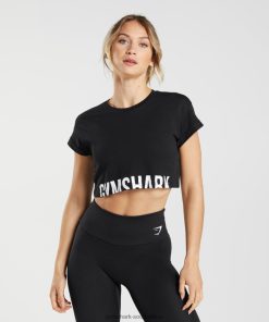 Gymshark Sale South Africa - Gymshark Fraction Crop Top Black Women 6464T4492