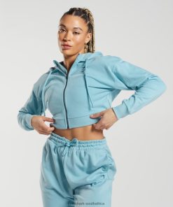 Gymshark Sale South Africa - Gymshark GS Power Cropped Zip Hoodie Iceberg Blue Women 6464T4389
