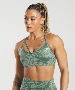 Gymshark Sale South Africa - Gymshark GS Power Sports Bra Sage Green Print Women 6464T4148