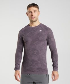 Gymshark Sale South Africa - Gymshark Geo Seamless Long Sleeve T-Shirt Musk Lilac/Black Men 6464T4700