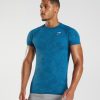 Gymshark Sale South Africa - Gymshark Geo Seamless T-Shirt Atlantic Blue/Shark Blue Men 6464T4640