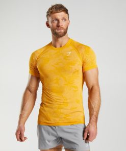 Gymshark Sale South Africa - Gymshark Geo Seamless T-Shirt Sunny Yellow/White Men 6464T4736