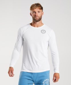 Gymshark Sale South Africa - Gymshark Legacy Long Sleeve T-Shirt White Men 6464T4676