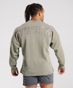 Gymshark Sale South Africa - Gymshark Power Washed Crew Ecru Brown Men 6464T4860