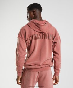 Gymshark Sale South Africa - Gymshark Power Washed Hoodie Rose Brown Men 6464T4792