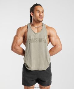 Gymshark Sale South Africa - Gymshark Power Washed Stringer Ecru Brown Men 6464T4976