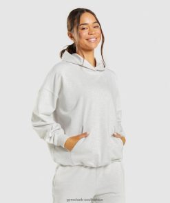 Gymshark Sale South Africa - Gymshark Rest Day Sweats Hoodie White Marl Women 6464T4361