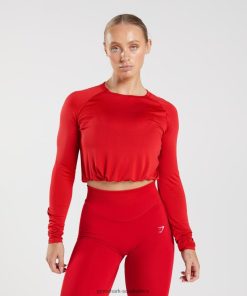 Gymshark Sale South Africa - Gymshark Sweat Seamless Long Sleeve Crop Top Salsa Red Women 6464T4439