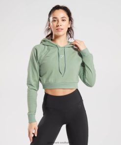 Gymshark Sale South Africa - Gymshark Training Cropped Hoodie Desert Sage Green Women 6464T4357