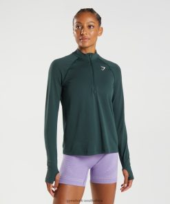 Gymshark Sale South Africa - Gymshark Vital Seamless 1/2 Zip Woodland Green Marl Women 6464T4401