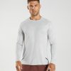 Gymshark South Africa - Gymshark Apex Long Sleeve T-Shirt Light Grey/White Men 6464T4613