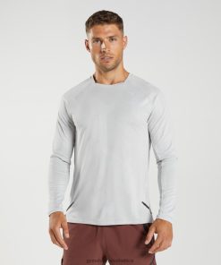 Gymshark South Africa - Gymshark Apex Long Sleeve T-Shirt Light Grey/White Men 6464T4613
