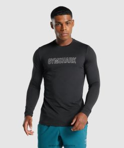 Gymshark South Africa - Gymshark Arrival Long Sleeve Graphic T-Shirt Black Men 6464T4717
