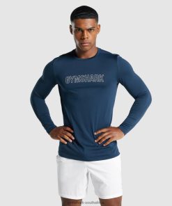 Gymshark South Africa - Gymshark Arrival Long Sleeve Graphic T-Shirt Navy Men 6464T4669