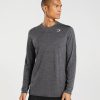 Gymshark South Africa - Gymshark Arrival Long Sleeve T-Shirt Black/Silhouette Grey Marl Men 6464T4601