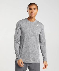 Gymshark South Africa - Gymshark Arrival Long Sleeve T-Shirt Silhouette Grey/Light Grey Marl Men 6464T4605