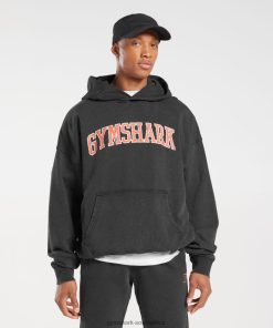 Gymshark South Africa - Gymshark Collegiate Hoodie Black/Acid Wash Men 6464T4877