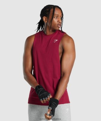 Gymshark South Africa - Gymshark Critical 2.0 Drop Arm Tank Burgundy Men 6464T4961
