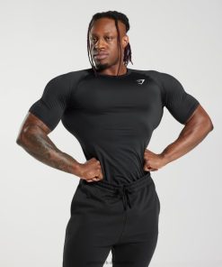 Gymshark South Africa - Gymshark Element Baselayer T-Shirt Black Men 6464T4701