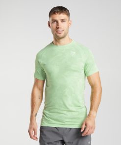 Gymshark South Africa - Gymshark Geo Seamless T-Shirt Aloe Green/Tea Green Men 6464T4609