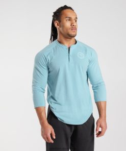 Gymshark South Africa - Gymshark Legacy Henley Top Iceberg Blue Men 6464T4749