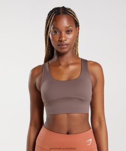 Gymshark South Africa - Gymshark Longline Sports Bra Truffle Brown Women 6464T4149