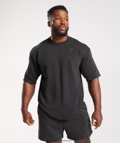Gymshark South Africa - Gymshark Power Washed Short Sleeve Crew Black Men 6464T4741