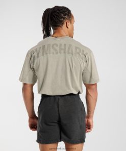 Gymshark South Africa - Gymshark Power Washed T-Shirt Ecru Brown Men 6464T4689