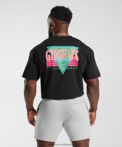 Gymshark South Africa - Gymshark Retrowave Oversized T-Shirt Black Men 6464T4589