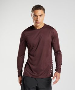 Gymshark South Africa - Gymshark Sport Long Sleeve T-Shirt Baked Maroon/Black Marl Men 6464T4681