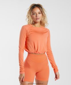 Gymshark South Africa - Gymshark Sweat Seamless Long Sleeve Crop Top Aerospace Orange Women 6464T4456