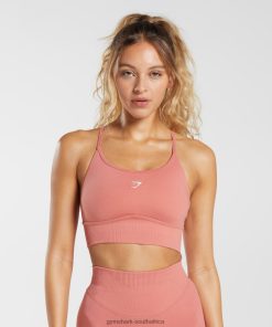 Gymshark South Africa - Gymshark Sweat Seamless Longline Sports Bra Terracotta Pink Women 6464T4132