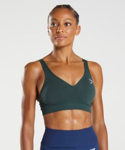 Gymshark South Africa - Gymshark Vital Seamless 2.0 V Neck Sports Bra Woodland Green Marl Women 6464T4205