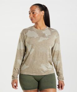 Zapatillas Gymshark - Gymshark Adapt Camo Seamless Long Sleeve Top Pebble Grey/Soul Brown Women 6464T4477
