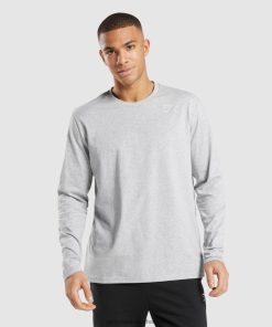 Zapatillas Gymshark - Gymshark Crest Long Sleeve T-Shirt Light Grey Marl Men 6464T4610