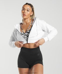 Zapatillas Gymshark - Gymshark GS Power Cropped Zip Hoodie White Women 6464T4347