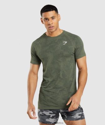 Zapatillas Gymshark - Gymshark Geo Seamless T-Shirt Core Olive/Black Men 6464T4658