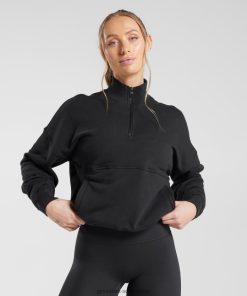 Zapatillas Gymshark - Gymshark Legacy 1/4 Zip Sweatshirt Black Women 6464T4412