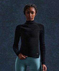 Zapatillas Gymshark - Gymshark Pause Knitwear Long Sleeve Top Black/Onyx Grey Women 6464T4461